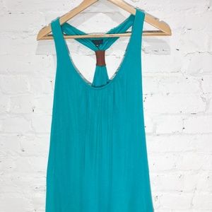 Turquoise Top with Leather Detail